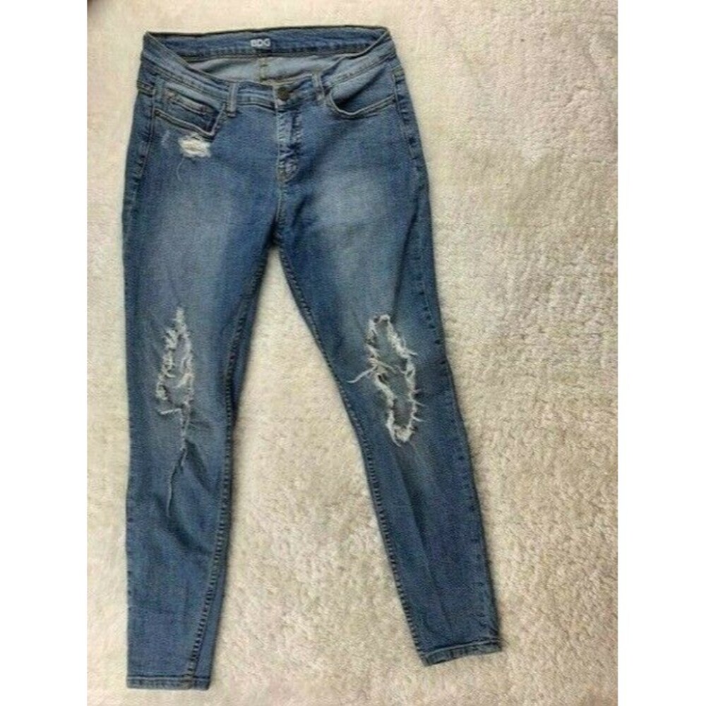 BDG 29x29 Womens Jeans Mid Rise Twig Ankle Stretch Light Wash Rip Torn Distress